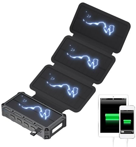 Powerbank a energia solare, funzione di ricarica rapida e lampada a LED, funzione di allarme SOS integrata e power bank senza fili, per uomini e donne