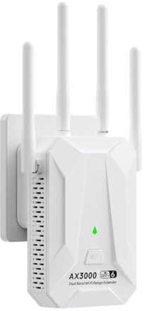 Koolenry Repetidor Inalámbrico WiFi6 de 3000 Mbps, Banda Dual, 2,4 GHz y 5 GHz, Amplificador de Señal WiFi 6, Enchufe Europeo.