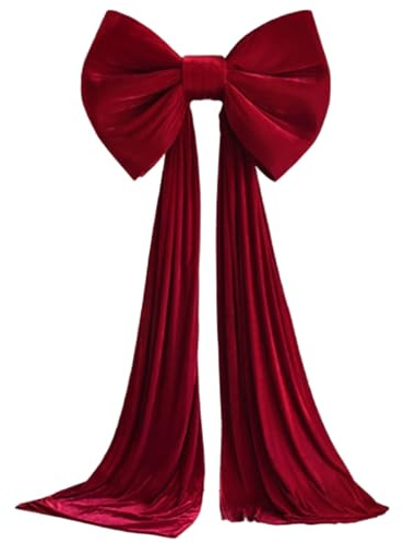 Lazo para la Punta del árbol de Navidad, 24 x 102 Pulgadas, Lazos Extra Grandes de Terciopelo Rojo para el hogar, Coronas, Adornos para la Pared, la habitación, Fiestas, Suministros de Decor