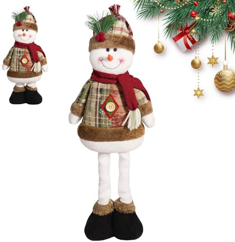 Snowman Di Natale In Piedi - Deco Di Pupazzo Di Neve Con Gambe Regolabili, Figura Decorativa Per Da Letto | Ornamento Delle Vacanze Classico Ideale Per L'atmosfera Invernale E La Configurazione