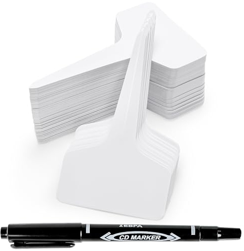 Plant Labels 200pcs 4 Inch T-Type Plant Name Tags Garden Labels Markers Plant Tags Seed Labels Plant Label Stakes with Permanet Marking Pen Plant Markers for Outdoor Garden(White)