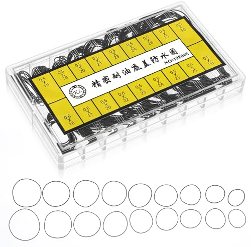 LIQWEI 210 Stück Uhr Dichtung O Ringe Set, 18 Größen O-Ring Uhrendichtungs Gummidichtungsset Dichtungen Uhren Reparatur Oringe Wasserdichtes Gummidichtung O-Ring Für Uhrenreparatur