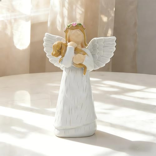 Plstod Engel Figur, Erinnerung Hund Geschenk, Hunde Schutzengel Figur, Handbemalte Harz Schutzengel Figuren, Geschenke für Hundebesitzer, Angel Figuren für Geburtstage Weihnachten Thanksgiving