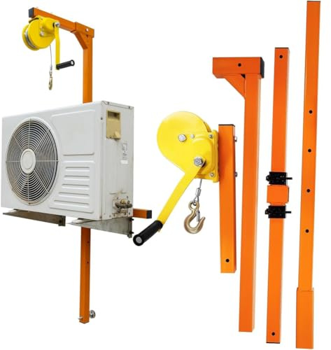 Cabrestante manual for instalación de aire acondicionado - Grúa torre plegable Herramienta de elevación Cabrestante manual de acero inoxidable Escalera exterior(150kg 20m)