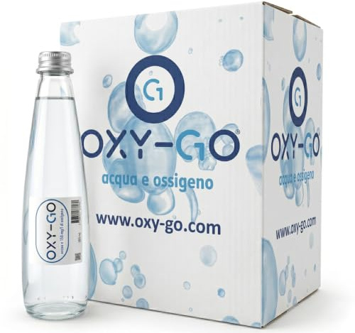 Acqua addizionata di ossigeno Oxy-Go, Confezione da 12 bottiglie in vetro da 350 ml