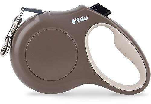 Fida Infällbart hundkoppel, 5 m kraftigt promenadkoppel för små hundar upp till 12 kg, trasselfritt. Enhandsbroms (liten, kaffe)