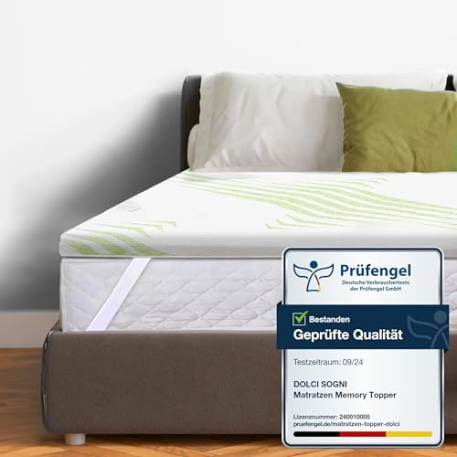 Cubrecolchón de 140 x 190 cm Oeko-TEX y CertiPUR, 2 personas, grosor 5 cm, 100% memoria de forma, funda de aloe vera desenfundable