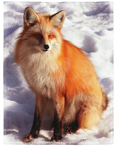 YISUMEI Decke Roter Fuchs Kuscheldecken Weich Flanell Fleecedecke Bettüberwurf(75x100cm)