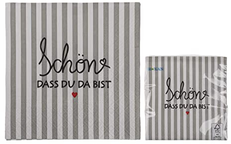 Weißgraue Papierservietten, Schön DASS du da bist