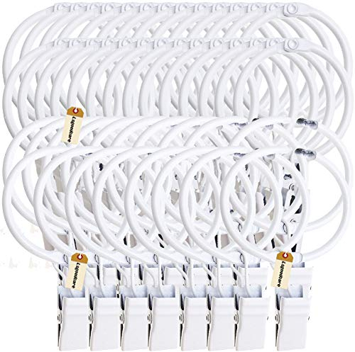 Lsgoodcare Openable Vorhang Clips mit Ringen weiß, Starke Metall dekorative Vorhangklammer 1,26 Zoll, Rustproof Drapery Open Clip Ringe Packung von 40 Mehrweg