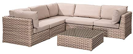 Strandkorbwerk Loungegruppe Delmar Milchgrau Gartenlounge Lounge Gartenmöbel