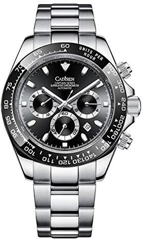 Skye Reker CADISEN Macchine Automatiche Orologi Da Uomo Ceramica Daytona Watch Sport Orologio Da Polso Impermeabile Orologi Da Uomo (Black)