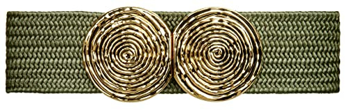 Caspar GU325 breiter elastischer Damen Stretch Taillengürtel mit goldfarbener Doppelschnalle