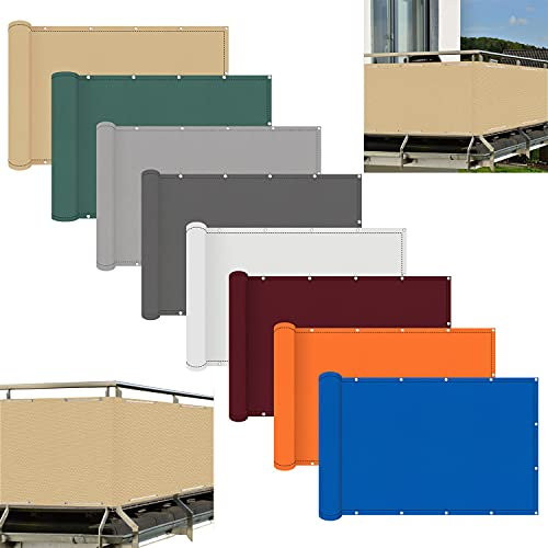 ACUY Sichtschutz Balkon Holz 80x1200cm 100% PrivatsphäRe Balkonverkleidung Sichtschutz 160g/m² für den Gartenzaun oder Balkon