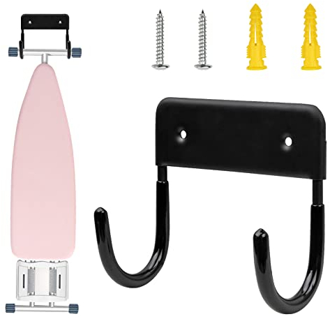 Alpinista Ironing Board Hanger Ironing Board Wall Mounted Holder Storage Organizer, Black