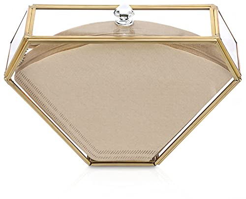 SUMTREE Porte-filtre à café en verre support pour papier filtre à café filtrer à thé boîte avec couvercle anti-poussière