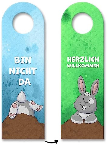 Bin nicht da - Herzlich willkommen Hase Türhänger als lustige Idee für Kinderzimmer, Laden und Zuhause um anzuzeigen ob man vor Ort ist