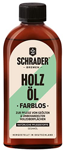 SCHRADER Holzöl - Möbelöl Farblos - Pflegeöl für Holzmöbel & Holzoberflächen - 250ml - Made in Gemany