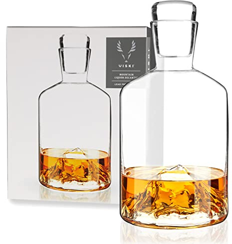 Viski Berg, bleifreier Kristall, mundgeblasener Dekanter mit Stopfen, 680 ml Fassungsvermögen, 1 Stück, transparent