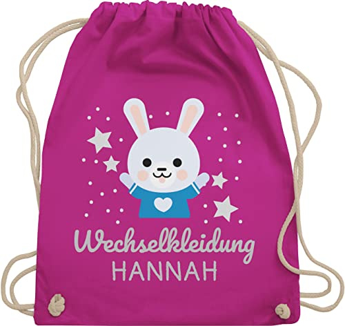 Turnbeutel Rucksack - Kita Beutel Wechselsachen Mädchen - Wechselkleidung Hase - Unisize - Fuchsia - kindergarten wechselbeutel personalisierte kinder beutelrucksäcke jungen kindergartenbeutel