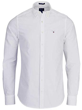 GANT Slim Oxford skjorta för män, Vit, M