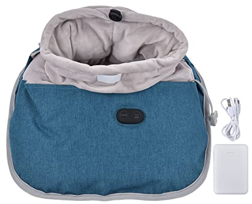 Serlium Fußwärmer, elektrische Fußwärmer mit Fußbotschaft, Vibration und Heizung für warme, gemütliche Füße, Dicke Wärmeisolierung, Baumwolle und USB-Fußwärmer für Frauen und Männer, Heimbüro(Blau)