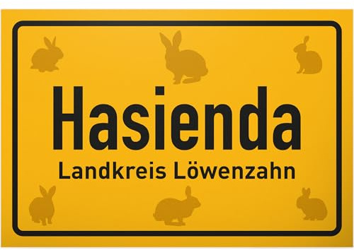 DankeDir! Hasienda Hasen Hasenstall - Schild 30 x 20 cm - lustiger Spruch Spruchschild Türschild Wanddeko Wandschild Geburtstagsgeschenk - Hasen Gehege Häschen Geschenk Geschenkidee