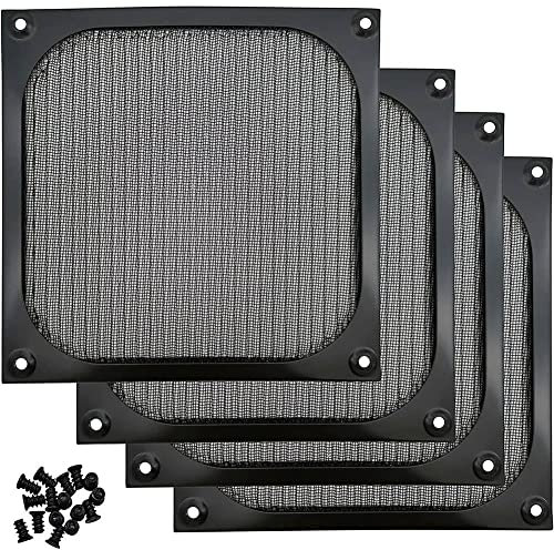 Lodokdre 140 mm stationär dator fodral fläkt dammfilter grillar dammtä fodral skydd med skruvar, aluminiumramnät, 4-pack