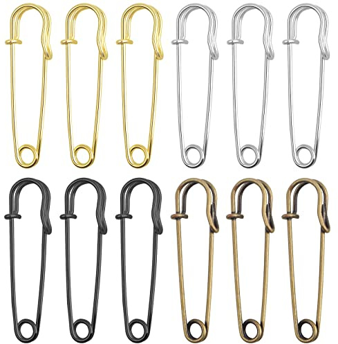 40 Stück 5 cm große Sicherheitsnadeln aus Metall, robuste Deckennadeln, extra stabile Sicherheitsnadeln für Kleidung, Decken, Röcke, Handwerk, Kilts, Handtücher, Blätter, 4 Farben