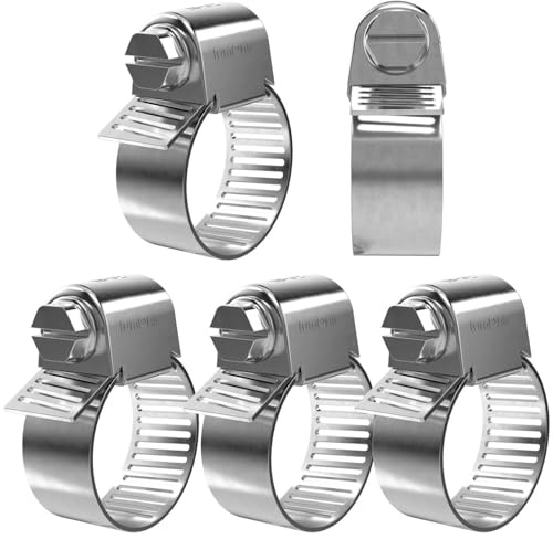 Lumonic 5x 18-32mm Schlauchschelle Edelstahl V2A 201 I einstellbare Schlauchschellen zum Schrauben I für Rohre Schläuche Waschmaschine KFZ Auto Haus Garten