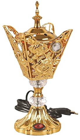 Imtrub Räuchergefäß aus dem Nahen Osten, Elektrischer Weihrauchbrenner aus Metall im arabischen St, Retro-Räuchergefäß für orientalische Duft-Aromatherapie-Ornamente