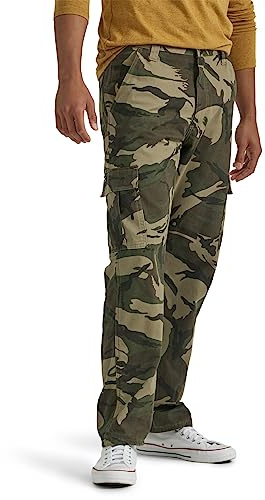 Wrangler Authentics Fleece Lined Cargo Pant Pantalon décontracté, Camouflage Vert Marron, 32W / 30L Homme