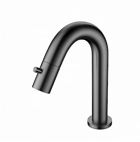 Aloni Kaltwasserhahn, Waschtischarmatur für Bad, 1/2 Zoll, Grau Gebürstet | Hohe Einhandarmatur mit Neoperl-Belüfter, ca. 19,5 cm hoch und bis zu 20 % wassersparend für Gäste-WC und Nebenraum