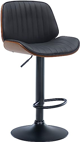 CLP Barhocker Nova I Kunstleder-Bezug I Höhenverstellbarer Barstuhl Farbe walnuss/schwarz