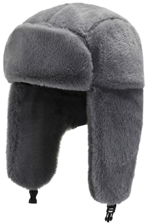 YUDATPG Damen-Bombermütze, Kunstfell, Trappermütze, warm, für den Winter, warm, Kosak, russisch, Winddicht, Skimütze, Dicker Verschluss, Ohrenklappe, Thermo-Pilotenmütze zum Radfahren, Ohrenklappen,