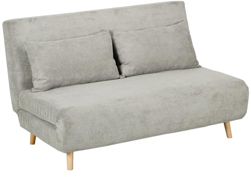HOMCOM Schlafsofa 2 Sitzer Sofa mit Schlaffunktion, 191 x 141 cm Klappbar Couch Schlafcouch mit 3-stufig Verstellbarer Rückenlehne und Samtoptik für Wohnzimmer, Grau
