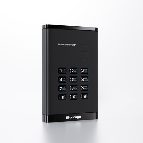 iStorage DiskAshur PRO3 SSD 4TB – Unità a stato solido portatile sicura – Certificato FIPS Livello 3 – Protezione da password – Resistente alla polvere/all'acqua – Crittografia hardware