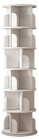 Btsunotr Drehbares Regal, 360 ° drehbar, 3/4/5/6 Ebenen, Standregal, Organizer, stapelbar, für Schlafzimmer, Wohnzimmer, Weiß, 40