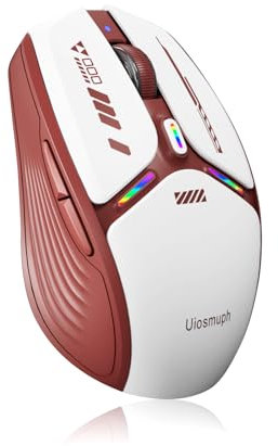 Uiosmuph G19 Mouse Wireless Bluetooth, 3 Modalità (BT5.1/5.0+2.4G) Ricaricabile Mouse Senza Fili, livello della batteria visibile, 1600 DPI Mouse per Laptop, MacBook, PC, Windows, Android, Rosso