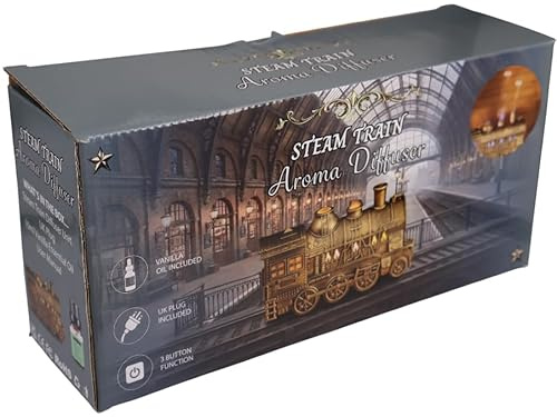 Diabolical DP1368-71 Steam Train Aromatherapy Diffuser - Essential Oils for Diffusers, Humidifier for Bedroom, Electric Diffusers for Home, for Men Who Have Everything (Brass)