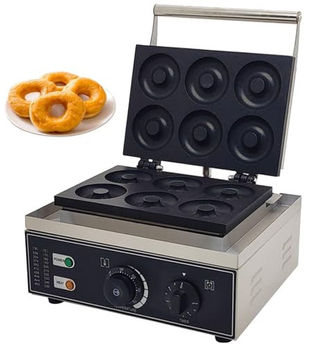 GLDWEY Commercial Donut Maker Machine, 6 Holes Electric Doughnut Maker Non-Stick, 1550W Double-Sided Heating Donut Snack Machine, For Business Bakery, Mall, Dessert Shop, Coffee Shop