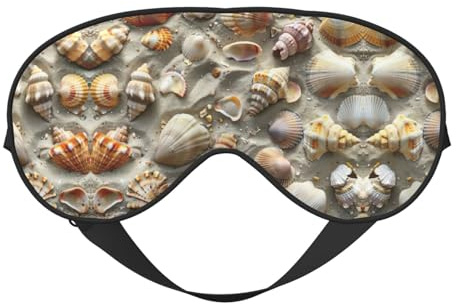 Schlafmaske mit Muschelmotiv, Schlafmaske, Nacht-Augenbinde, weicher Augenschutz für Damen und Herren, für Reisen, Nickerchen, Meditation