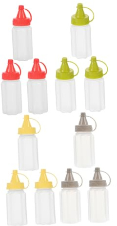 OUNONA 16stücke Mini-soßenflasche Aus Kunststoff Mit Verschluss Quetschflasche Für Soßen Öl Essig Ketchup Salatdressing Wiederverwendbar Leicht Markierbar Für Lunchboxen Und Picknicks