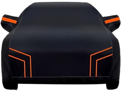 Funda Coche Compatible con Nissan Micra 1982-2026, Funda Coche Exterior Resistente al Agua a la Lluvia y al Sol, Cubierta para Coche-Black Orange