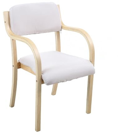 Esszimmerstühle aus Massivholz mit Armlehnen, gepolsterter Küchenstuhl, Rückenlehne, modernes Büro, Freizeit, Lounge, Empfang, Café, Stühle, Akzent-Armlehnen, weißer Holzstuhl für Esszimmer, maximale
