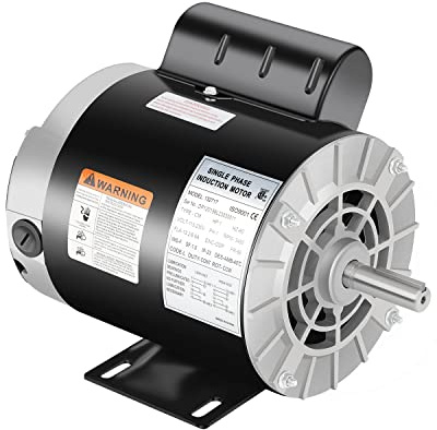 Air Compressor Electric Motor 1HP, 5/8 Keyed Shaft, Single Phase 3450 RPM, 115/230V 56 Frame Commercial-Duty CCW Rotation for Air Compressor