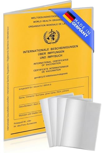 4er Set Impfpass Hülle / Impfausweis Hülle (9,9 x 13,7cm BITTE IMPFPASS MESSEN!) transparent für Kinder und Erwachsene | passgenaue Schutzhülle für Impfausweis & alten Reisepass | Made in Germany