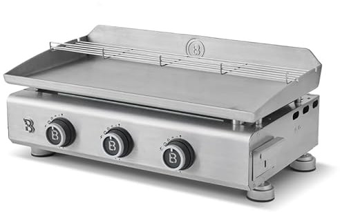 BRASERO Plancha Silvia Evo 3 Luci INOX 67x34 cm 3 bruciatori Griglia riscaldamento Piezo cassetto grasso manometro fino a 10 commensali 7,95 kW