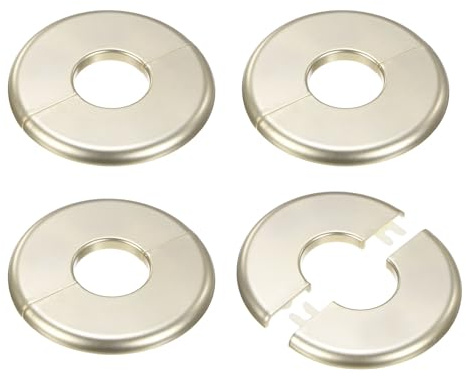 M METERXITY 4er-Pack Wand-Split-Flansch für Wasserrohr/Wasserhahn Gold Ton | Runde Selbstklebende Abdeckplatten, Für 1, 3 Zoll / 32 mm Außendurchmesser Rohr ABS