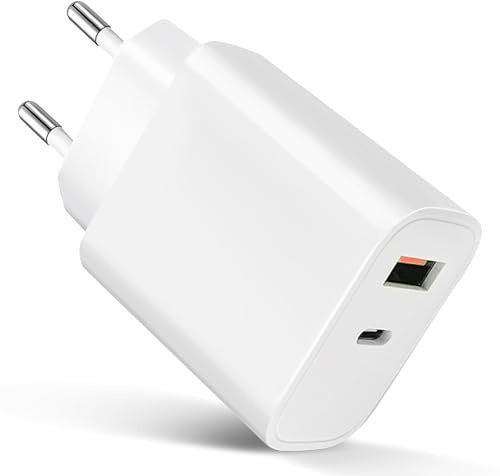USB-C & USB-A Ladegerät - Dual Port Schnellladeadapter für Smartphones, Tablets & mehr -Kompakter Netzadapter für Zuhause, Büro & Reisen